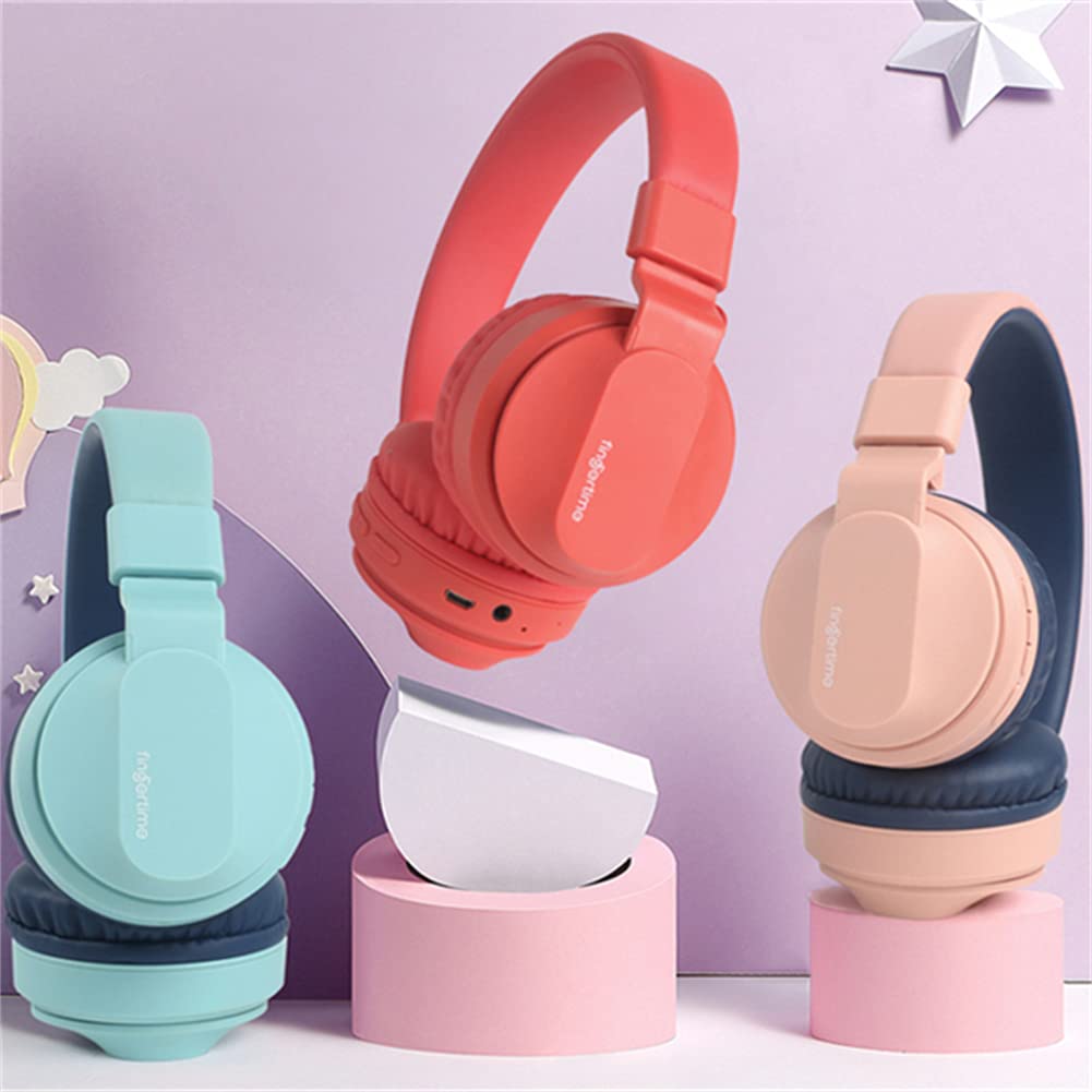 Słuchawki Bluetooth na ucho, bezprzewodowe słuchawki dla dzieci słuchawki, miękkie nauszniki i lekka waga do długotrwałego noszenia, prezent na Boże Narodzenie,Red