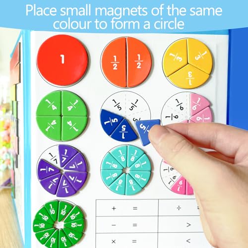 FINEASY Magnetischer Bruchscheiben-Demonstrator, Bruchrechnen Material, Montessori Material Magnetisch, Magnetisches Fraktionspuzzle für Kinder Mathe Grundschule Material