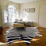 Tumbleweed Velvet Black, Ivory & Beige Synthetic Zebra Rug - Luxurious Zebra Print Rug for Versatile Decor - Zebra Rug Ideal for Living Rooms & Bedrooms - Medium 5' x 7'