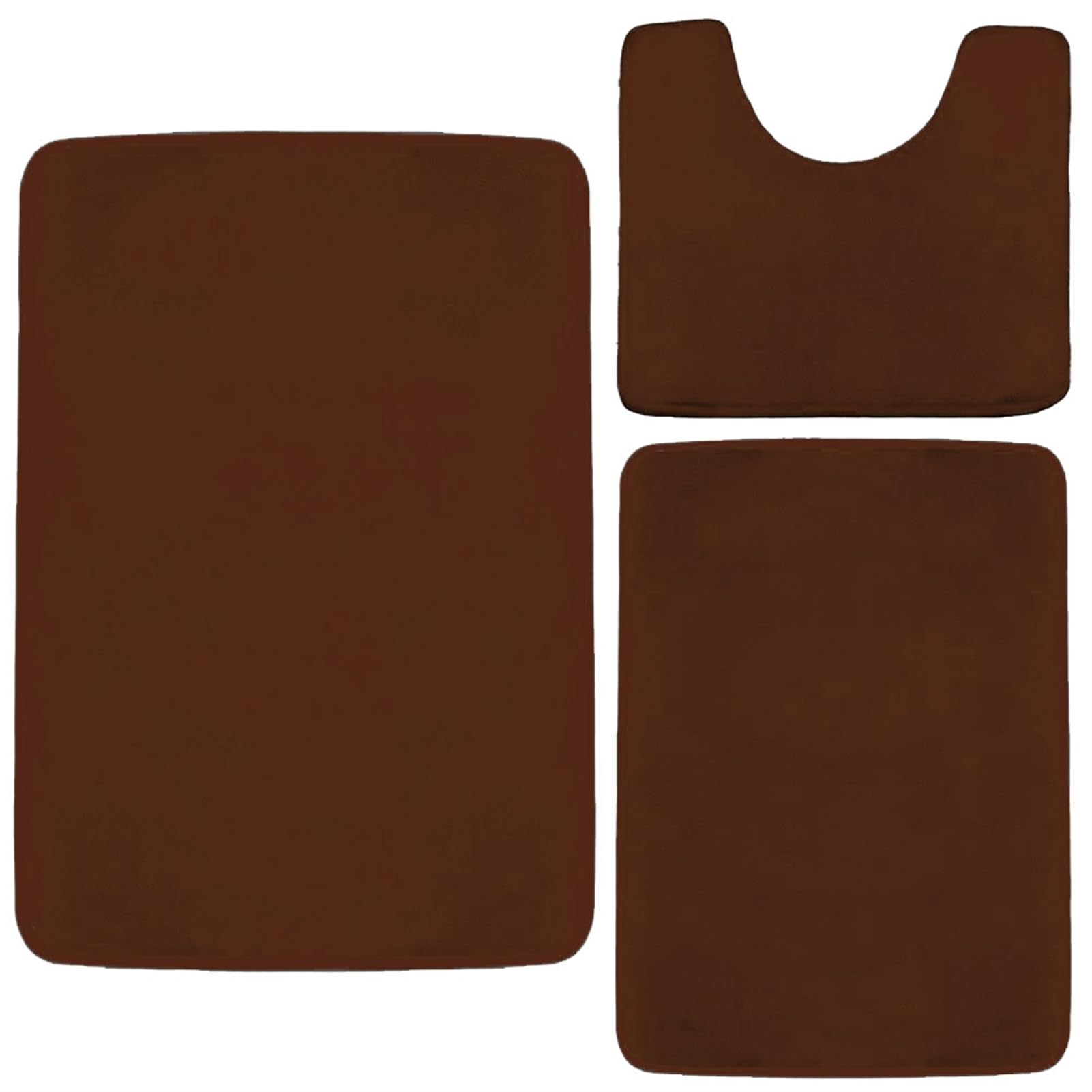 Set di 3 tappeti da bagno in memory foam, morbidi, antiscivolo, assorbenti d'acqua, per bagno, colore marrone