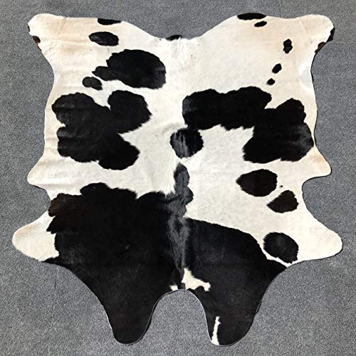 Black and White Cowhide Rug Natural Cow Skin Cow Hide Leather Area Rug Hair On, Small 5 ft X 3 ft Premium Black White Shed Free Natural Hide