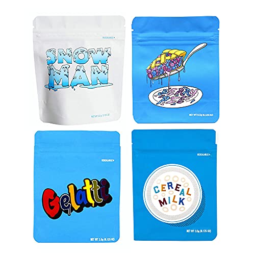 aokat 100 bolsas de galletas Cali Packs 3.5g resellables a prueba de olores Mylar Ziplock bolsas de almacenamiento de alimentos Snack (MIX-C)
