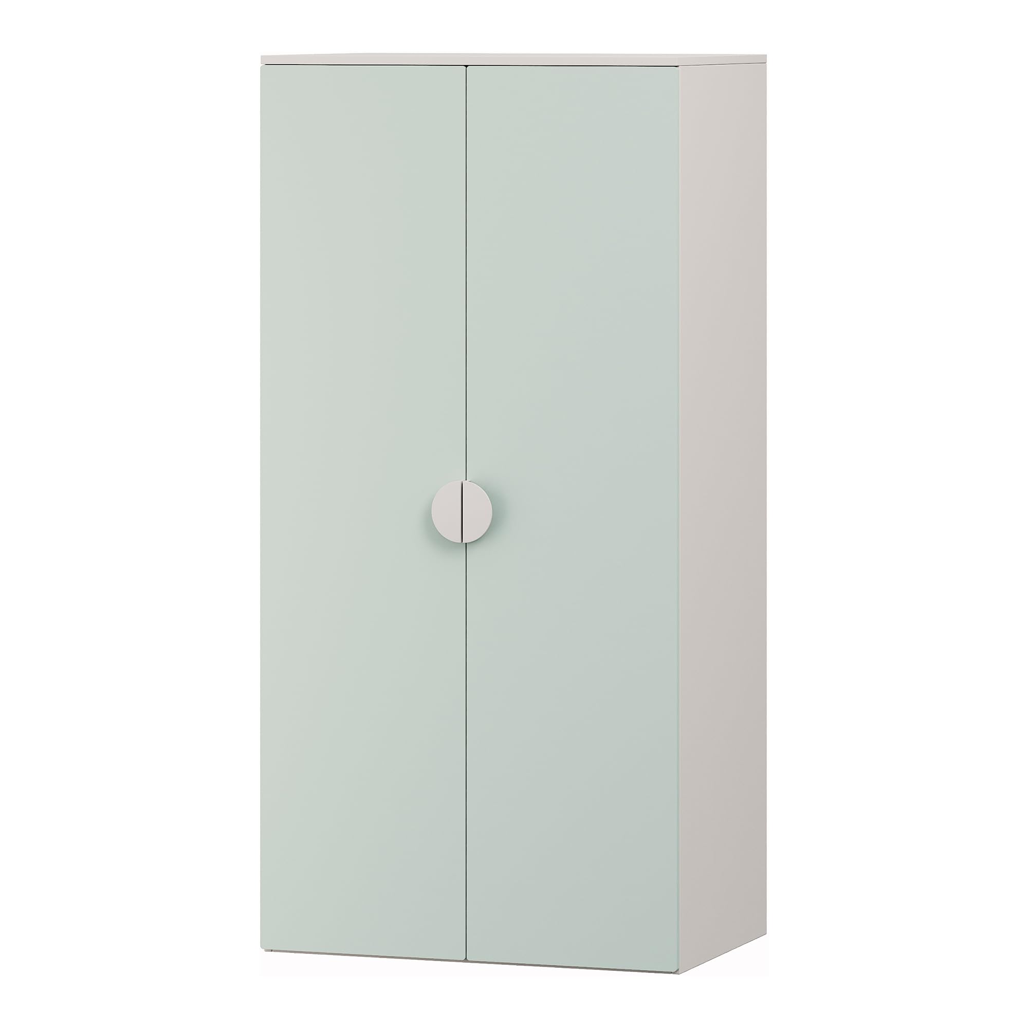 Armario Ropero Infantil Sandnes 123x60x40 cm Blanco/Verde Menta con Barra Colgante y 2 Puertas