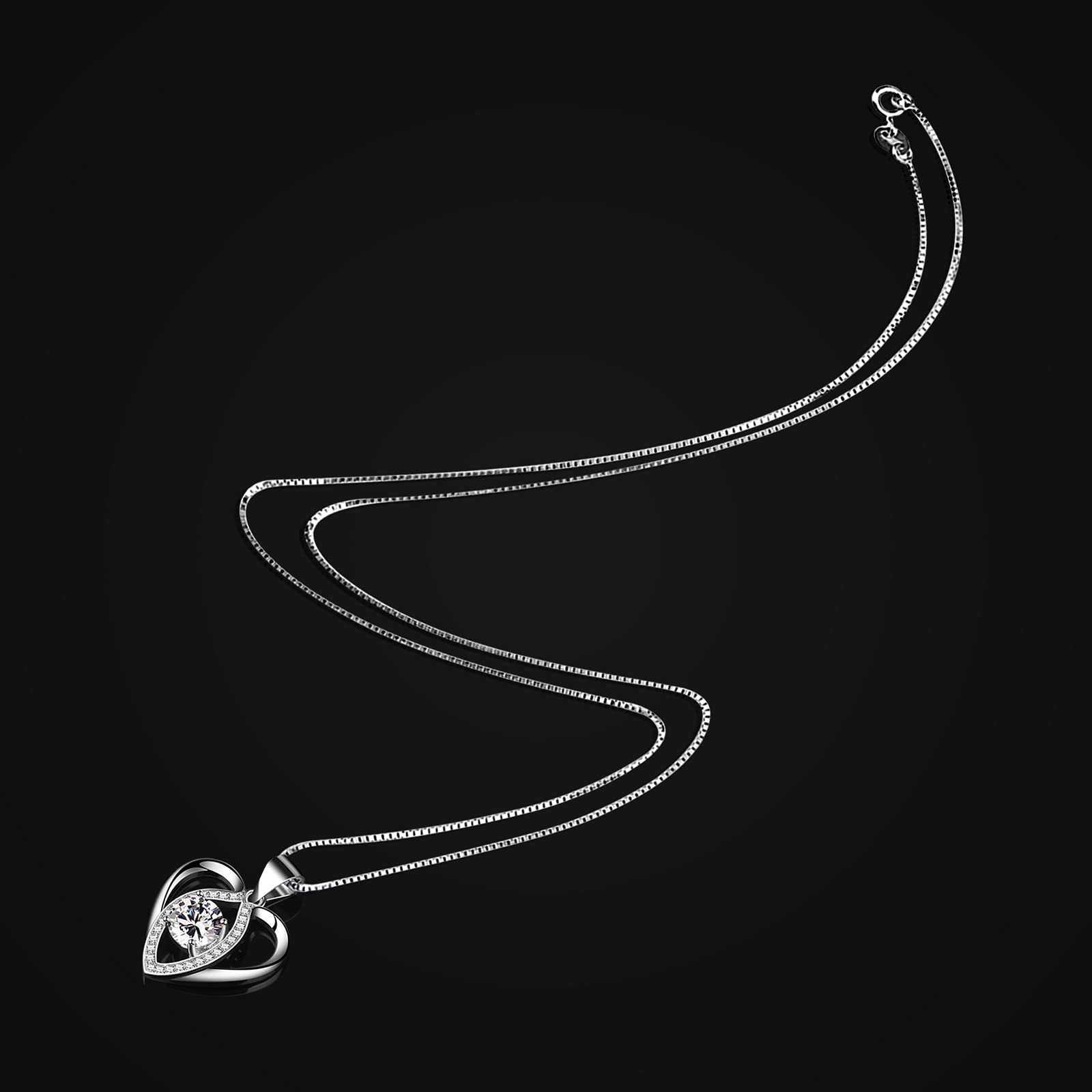 Jewlldeen Collane da donna Argento 925 Cuore Collanine Ciondolo Cuore Regali Regalo San Valentino per lei Amiche Moglie Mamma Amica Compleanno Gioielli Regali