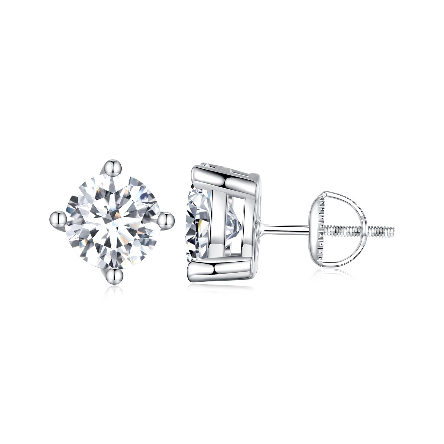 WZGWDC Orecchini Moissanite Solitario in Argento Sterling 925 con Diamante simulato Fatto a Mano D Colore VVS1