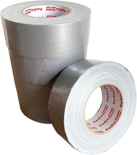 Packatape - Cinta adhesiva para conductos (5 rollos, 50 mm x 50 m), color plateado