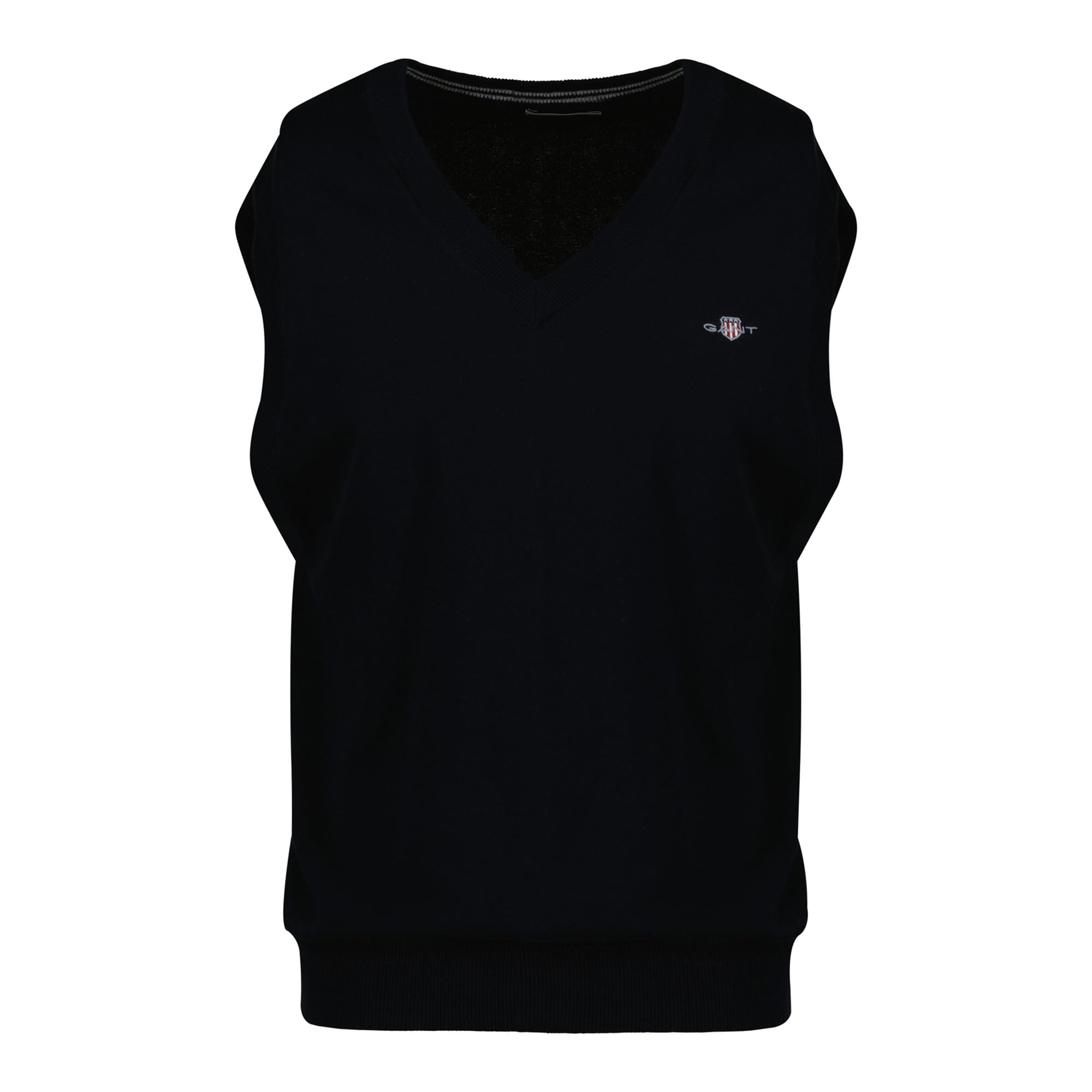 GANT Men's Classic Cotton Vest Sweater, Evening Blue, XL