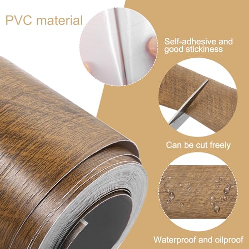 Image of uxcell 1 Roll Wood Grain Tape, 2.36 inch x 26 Ft Realistic Textured Repair Tape Self Adhesive Wood Textured Patch for Floor Wall Door Table Cabinets Desk Furniture Home Decor(Coffee Color)