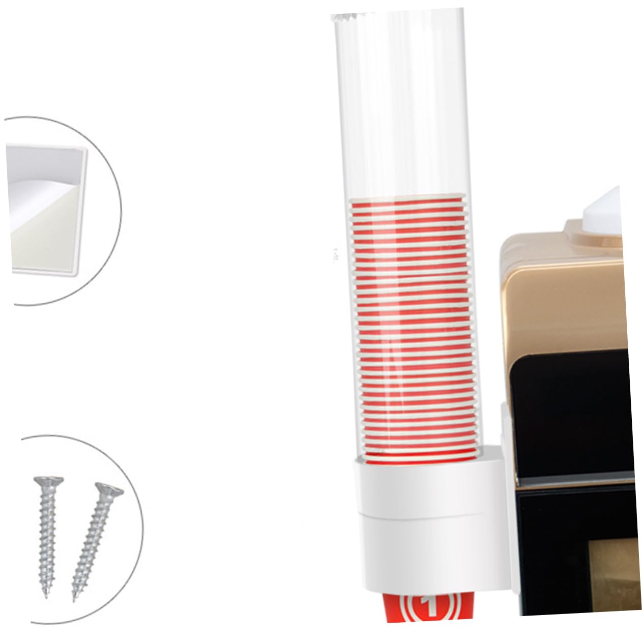 Unomor Automatic Beverage Cup Holder Wall Mounted Paper Cup Rack Dispenser Pull Easy Refill