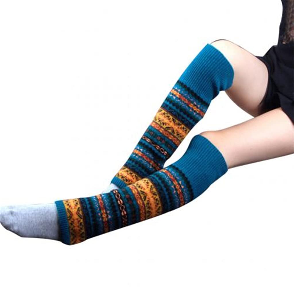 ACiyD Moda Mujer Invierno Cálido Calentadores de Pierna Larga Bota hasta la Rodilla Calcetines de Ganchillo de Punto Calcetines Largos de Bota (Color : B, Size : One Size) (A One Size)