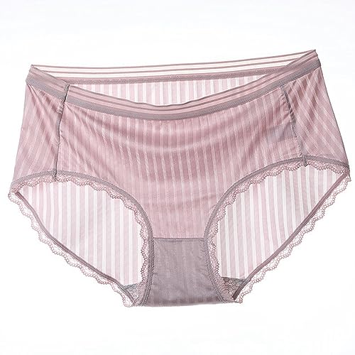 Calzones de encaje cómodos para tallas grandes con diseño de rayas finas invisibles