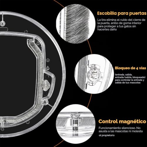 Gatera para gatos de cristal elimina portazos y frío puerta transparente de 4 vías 7