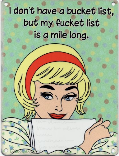 I don't have a Bucket List, but my Fucket List is a mile long Metal Sign Nostalgic Vintage Retro Advertising Enamel Wall Plaque 200mm x 150mm by Original Metal Sign Co