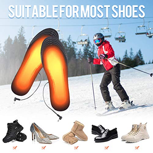 Slimerence USB Heated Insoles Rechargeable Washable Free to Cut for Men and Women Winter Hunting Skiing Fishing Hiking Black US 7.5-10 - Thumbnail 2