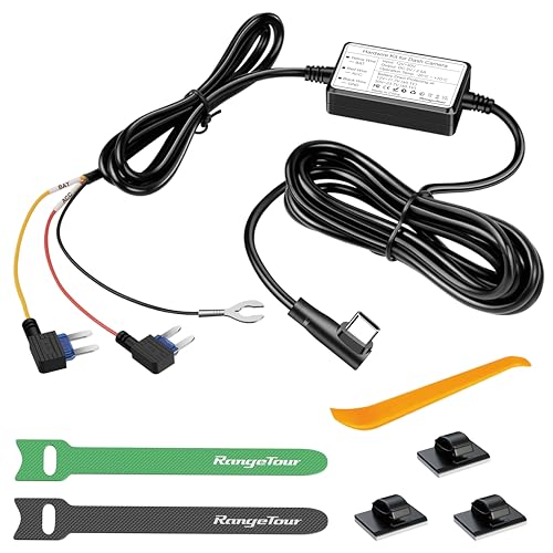 Range Tour Kit Cablaggio USB-C, Dash Cam Hardwire Kit 3.5m/11.5ft 12V/24V a 5V/2.5A Auto Cavo di...