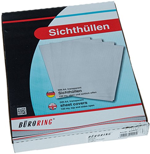 Preisvergleich Produktbild Büroring Aktenhüllen, glatt, transparent, Sichtmappe 120 my