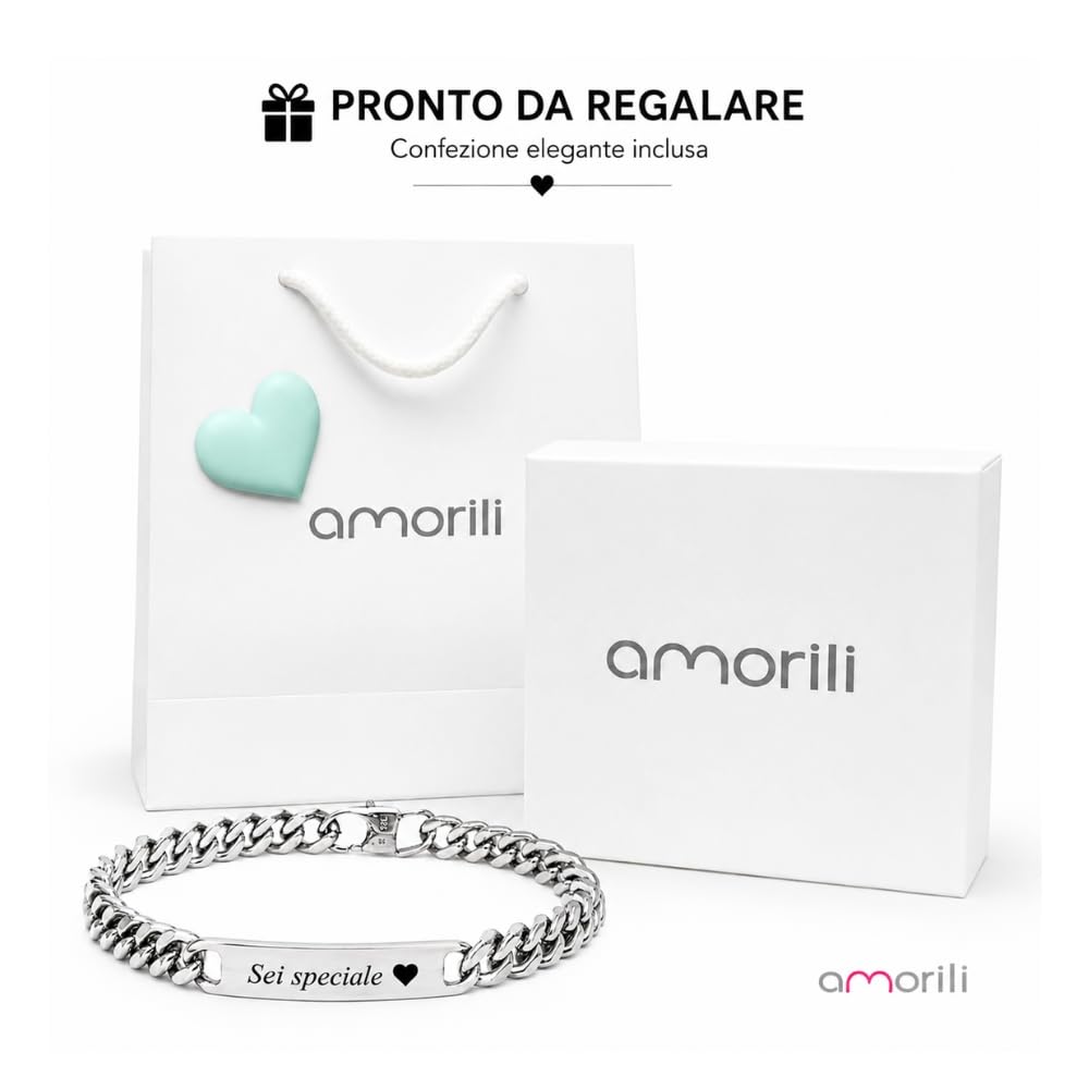 Bracciale Uomo Personalizzato con Incisione Acciaio Inox Maglia Cubana Grumetta – Braccialetto Catena Maschile con Nome Data Dedica – Design Elegante Regolabile – Idea Regalo Uomo bcc1031