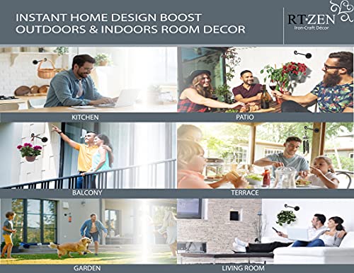 Rtzen Plant Hanger Swirl Hook - Hand Forged Heavy Duty Wrought Iron Wall Decor - Indoor Or Outdoor Swirly Hanging Plant Bracket For Bird Feeders Lanterns Baskets And Wind Chimes - 2 Pack #TOP5