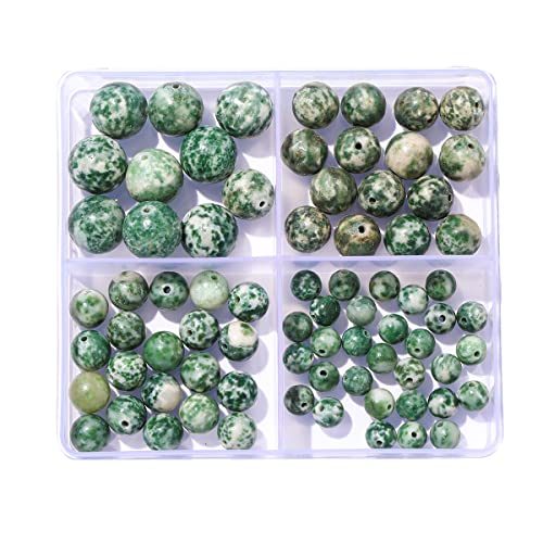 6-12mm Pierre naturelle Green Spot perles Kit rond véritable vraie Pierre perles lisses pierres en vrac perles DIY pour Bracelet collier boucles d’oreilles...