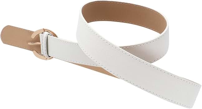 CALLARON 1pc Stylish White Pu Leather Waist Belt C-shaped