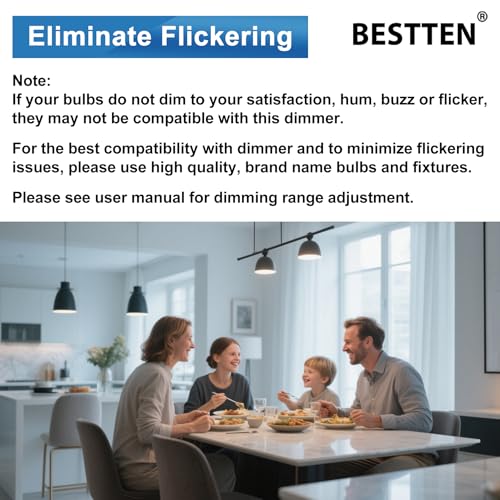 Image of BESTTEN 24 Pack Super Slim Dimmer Light Switch for 300W Dimmable LED /CFL Lights and 600W Incandescent /Halogen, Single Pole /3-Way LED Slide Dimmer, ETL Listed, White