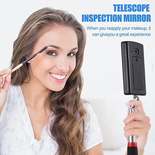 4 Pieces Telescoping Inspection Mirror Telescoping LED Lighted Flexible
