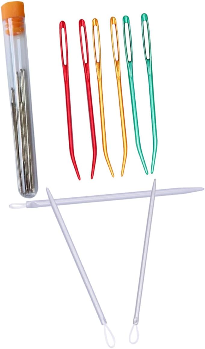 PLAFOPE Sewing Needles Kit 18-Piece Knitting Needles for Yarn Weaving Accessories Sewing Repair Tools for Crafting Random Color