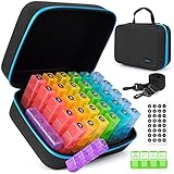 🌈𝐏𝐈𝐋𝐋 𝐁𝐎𝐗 𝐎𝐑𝐆𝐀𝐍𝐈𝐒𝐄𝐑: Dieser 30-Tage-Pillendosen-Organizer mit 31 Zellen mit vier Fächern, die mit Aufklebern nach Tag beschriftet werden können, hält Ihre Tabletten, Vitamine, Lebertran, Nahrungsergänzungsmittel und Medikamente in Ordnung. Helle Farben, aber durchscheinend sind hilfreich zur Unterscheidung Tage auf einen Blick und Sie kann visuell erkennen, ob Sie einen Tag verpasst haben.