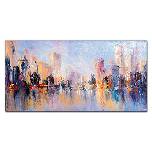 Tableau en verre acrylique 100x50 cm decoration murale moderne salon motif ville de peinture