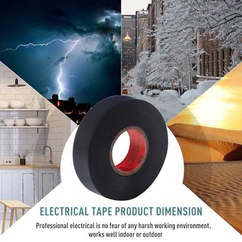 Image of 20-Pack Black Electrical Insulating Tape,3 /4 in x 66 ft Industrial Grade UL /CSA Listed Waterproof Vinyl Electrical Tape Flame Retardant Outdoor Electric Insulating Wire Wrapping (Black)