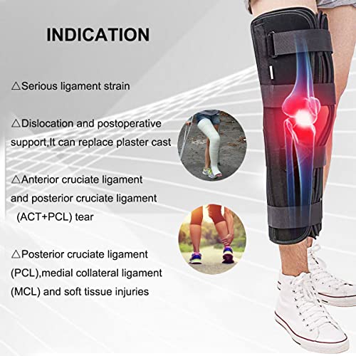 3-Panel Knee Immobilizer Full Leg Support Brace, Aluminum Alloy Straight Knee Splint - For Knee Pre-And Postoperative & Injury Or Surgery Recovery (Update Size M) #TOP1