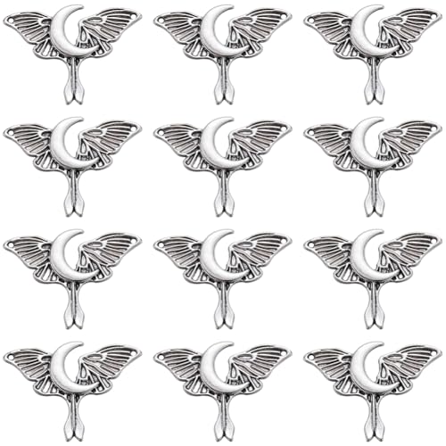 SUNNYCLUE 40Pcs Gothic Charms Bulk Silver Butterfly Charms Cicada Butterfly with Moon Phase Tarot Ouijas Magic Charm for jewellery Making Charms Women Necklace Earring Bracelet Gift Diy Halloween