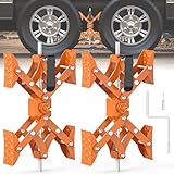 Sulythw X-Shaped Wheel Chocks for Travel Trailer【Allow Drill Adjust】 RV Stabilizers X chocks Camper Wheel Chock for Travel Trailers RV Accessories Wrench Adjustable 3'-11.5' （2 PCS） Orange