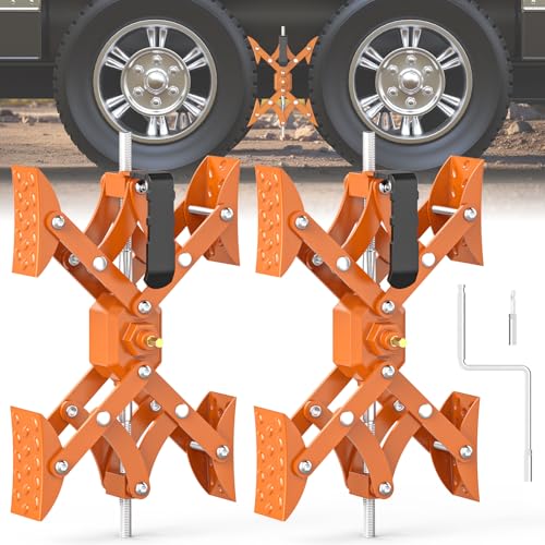 Sulythw X-Shaped Wheel Chocks for Travel Trailer【Allow Drill Adjust】 RV Stabilizers X chocks Camper Wheel Chock for Travel Trailers RV Accessories Wrench Adjustable 3