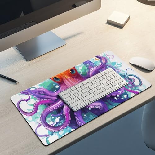 Tapis de souris de jeu de grande taille pieuvre antidérapant lavable LED - 5