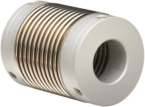 Huco 321.07.1414.Z Size 07 Flex-Ni Bellows Coupling, Electroplated Nickel With Aluminum Hubs, Inch, 0.118" Bore A, 0.118" Bore B, 0.28" OD, 0.55" Length, 362.85 in-lbs Max Torque
