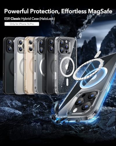 Image of ESR for iPhone 16 Pro Case, Camera Control Cover, Compatible with MagSafe, Shockproof Military-Grade Protection, Magnetic Phone Case for iPhone 16 Pro, Classic Hybrid Case, Clear Shimmer