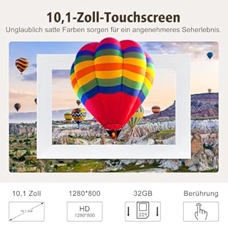 Golony Frameo - Cornice digitale Wi-Fi, 10,1 pollici, touch screen 1280 x 800 IPS, rotazione automatica, 32 GB, condividere foto e video con audio istantaneamente tramite app Frameo da ovunque, bianco