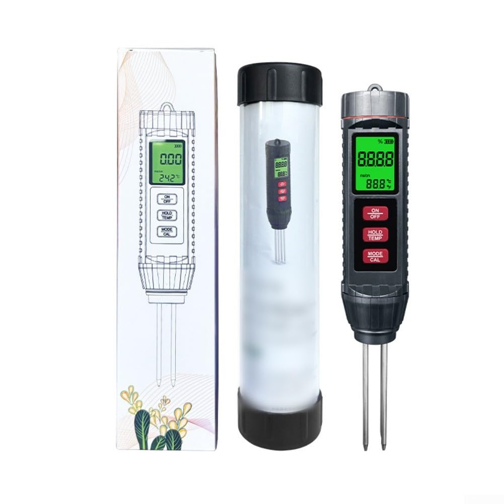 Medidor digital de humedad del suelo 3 en 1 para conductividad de la humedad y temperatura, herramienta de jardín con retroiluminación LCD, 211 mm
