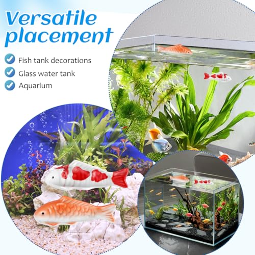 Image of Yardwe 6 Pcs Floating Fish Decoration, Ceramic Koi Fish Aquarium Decor, Realistic Underwater Figurines for Tank, Garden Pond, Home Decor, Orange, 3.93 X 1.57 X 4.13 Inch
