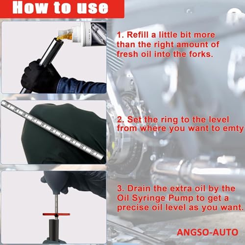 Image of Motorcycle Fork Oil Level Tool with Fork Oil Resistance Syringe Pump,Red Fork Oil Level Adjuster,and Accurate Markings Tube