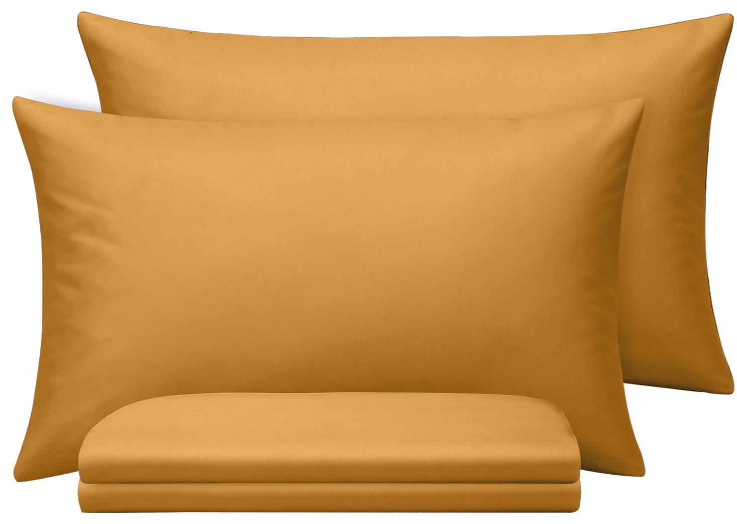 BedLooms Ochre Pillow Cases 4 Pack Standard Size Brushed Microfiber Super Soft Pillowcases with Envelope Closure, House Wife Pillow Covers Hypoallergenic