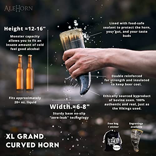 Alehorn Viking Horn Mug + Shotglass + Bottle Opener - Handcrafted Tankard Drinking Cup For Beer And Coffee - 12 Oz #TOP2