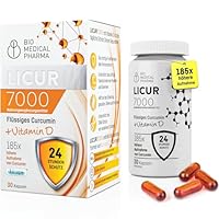 Kurkuma Kapseln Hochdosiert – 185x Höhere Bioverfügbarkeit – Mizellares Curcumin NovaSOL – Nur 1 Kapsel Täglich Ohne Piperin – Flüssig mit Vitamin D3 – Licur 7000 (30 Kapseln, Monatsvorrat)