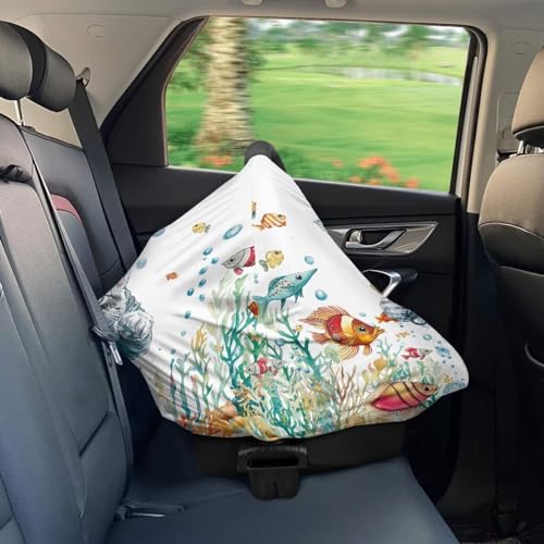 Image of Cat Car Seat Canopy Breastfeeding Cover - Multi Use Baby Stroller and Carseat Cover, All Weather Breastfeeding Covers, Boys and Girls Shower Gifts