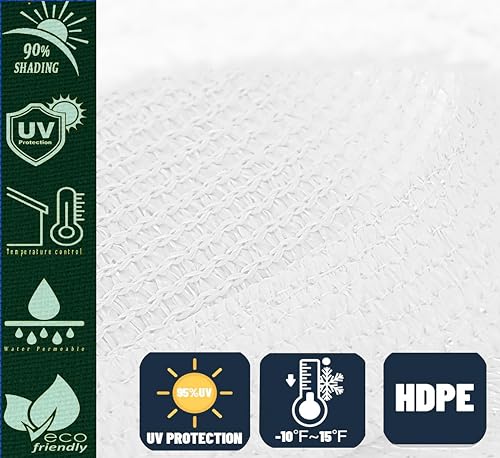 Image of HDPE Fabric Self Fold with SS Eyelet Sun Shade Sails 85-90% Protection from Sun & UV Rays Ideal for CarParking,Outdoor Garden,Balcony,Tent(White Color, 9.5 X 11 Feet) Pack of 1 Pc