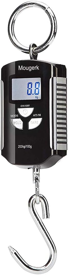 Digital Hanging Scale Portable Heavy Duty Crane Scale 400lb 200kg 2 AAA Batteries(Not Included) Black and silver