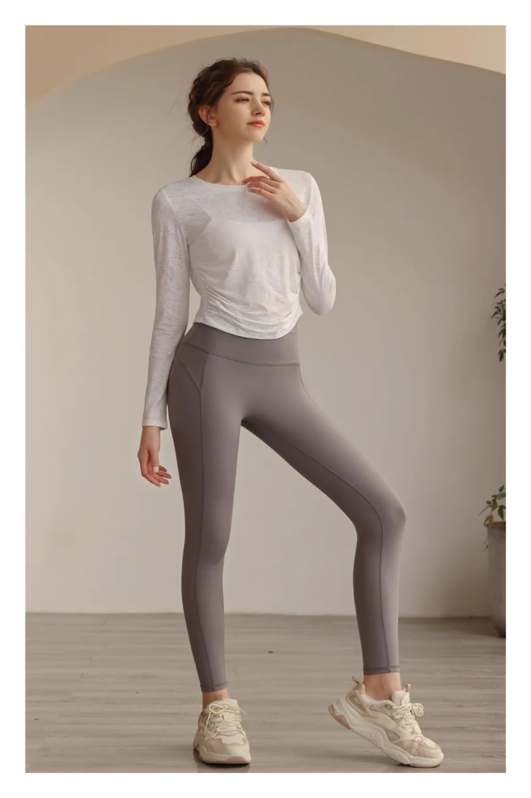 Maglia Palestra Donna T-Shirt da Yoga Traspirante, Donna, Corsa, Fitness, Manica Lunga, Allenamento for Pilates, Top Sportivo