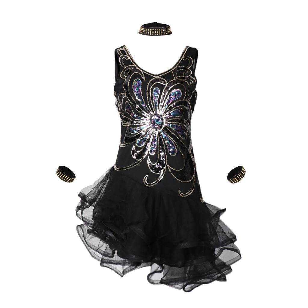 Tanzkleid Pailletten Mesh Ballettkleid Neckholder Kleid Damen Tanzrock mit Glitzerkragen Figurbetonte Passform Polyester für Tanzkurs Gymnasti