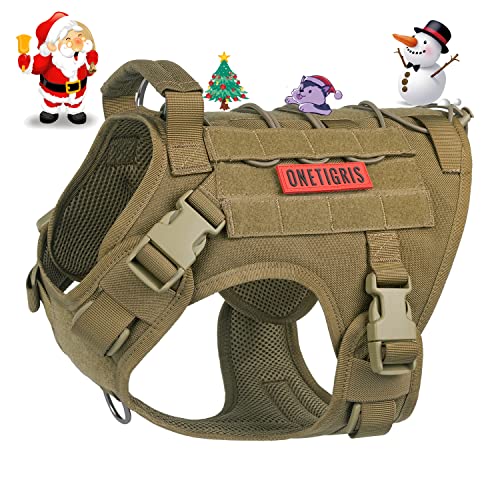 OneTigris Peitoral para cães Tactical Dog Harness Fire Watcher Comfortable Patrol K9 Vest (Marrom, G